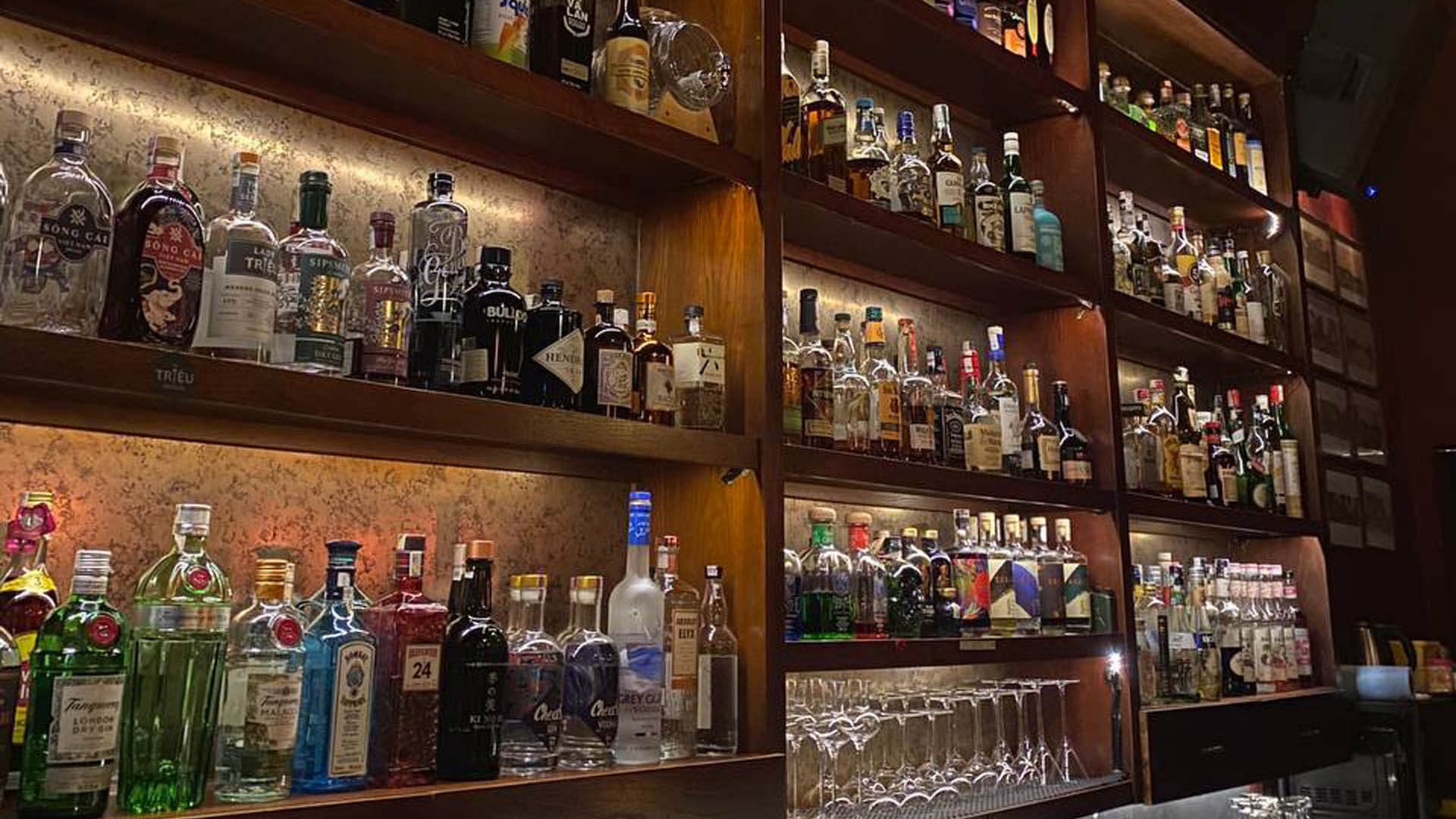 Back shelf of bar